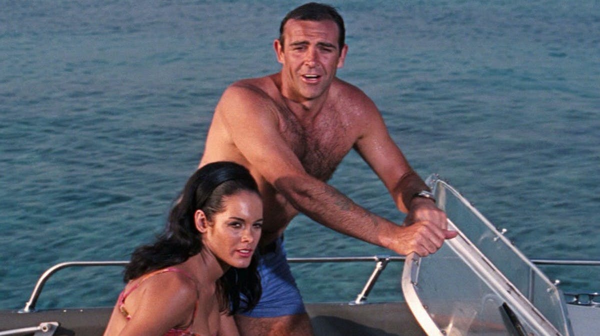 Martine Beswick og Sean Connery som Paula og James Bond i "Thunderball".