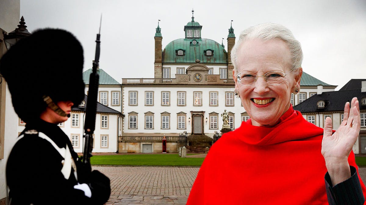 Fotomontage: Dronning Margrethe og Fredensborg Slot