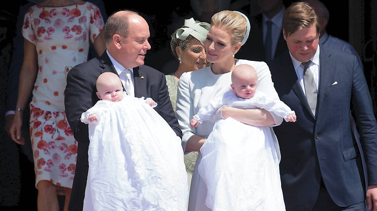 Fyrst Albert, fyrstinde Charlene, prinsesse Gabriella og kronprins Jacques