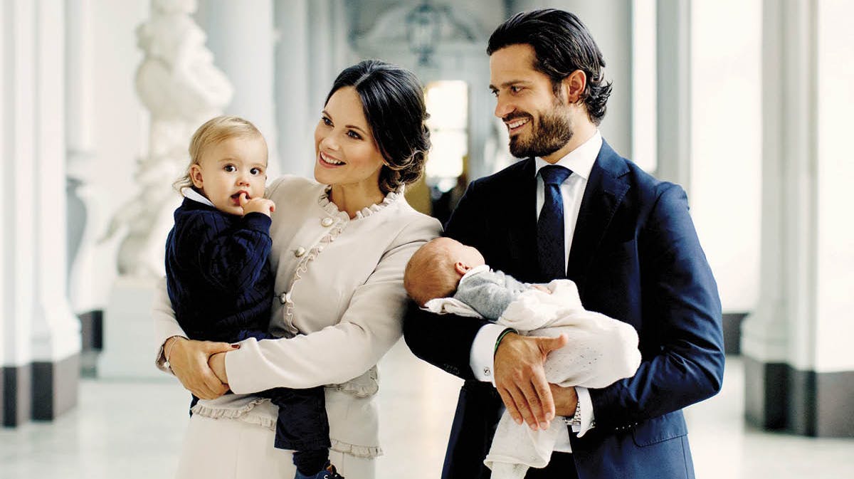 Prinsesse Sofia og prins Carl Philip med prins Alexander og lille prins Gabriel i 2017.