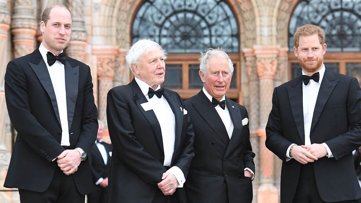 Prins William, Sir David Attenborough, prins Charles og prins Harry.
