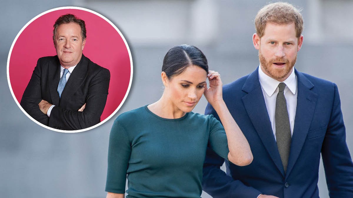 Prins Harry og hertuginde Meghan. Indsat: Piers Morgan.&nbsp;