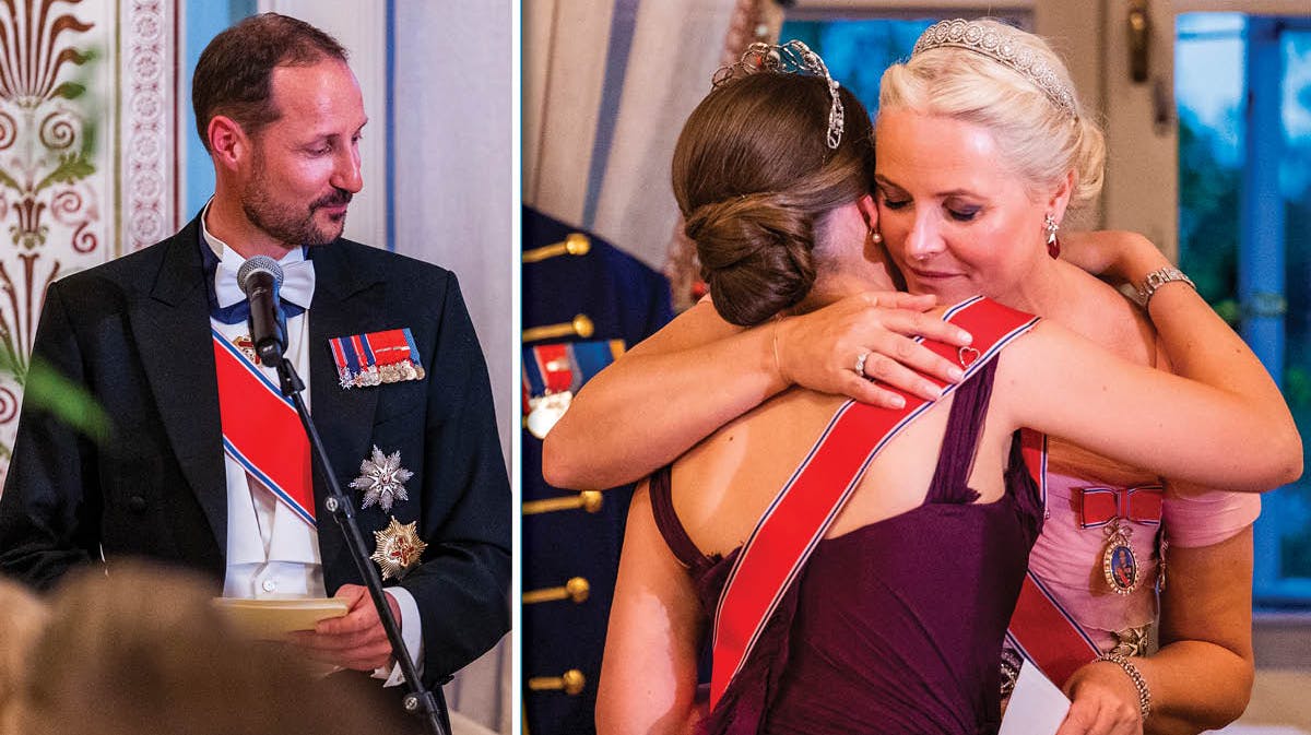 Fotomontange: Kronprins Haakon, kronprinsesse Mette-Marit og prinsesse Ingrid Alexandra. 