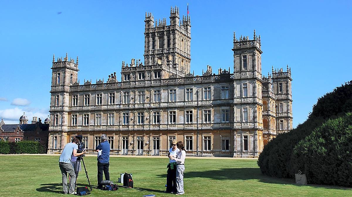 Highclere Castle - her er en del af "Downton Abbey" optaget.