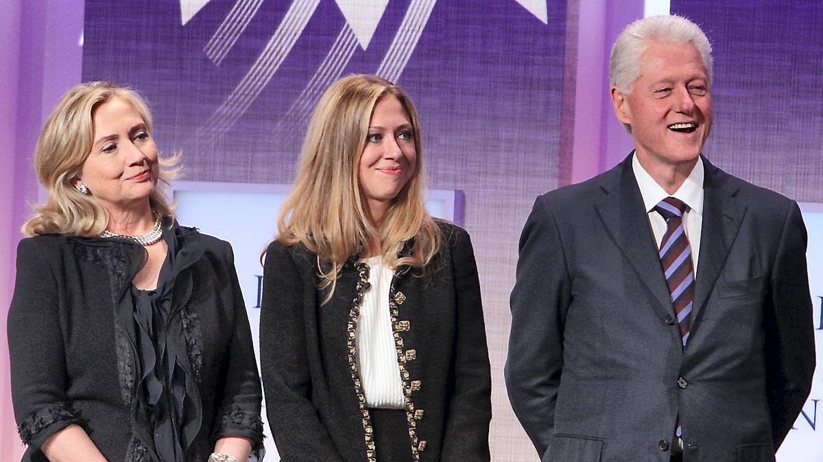 Hillary Clinton, Chelsea Clinton og Bill Clinton.