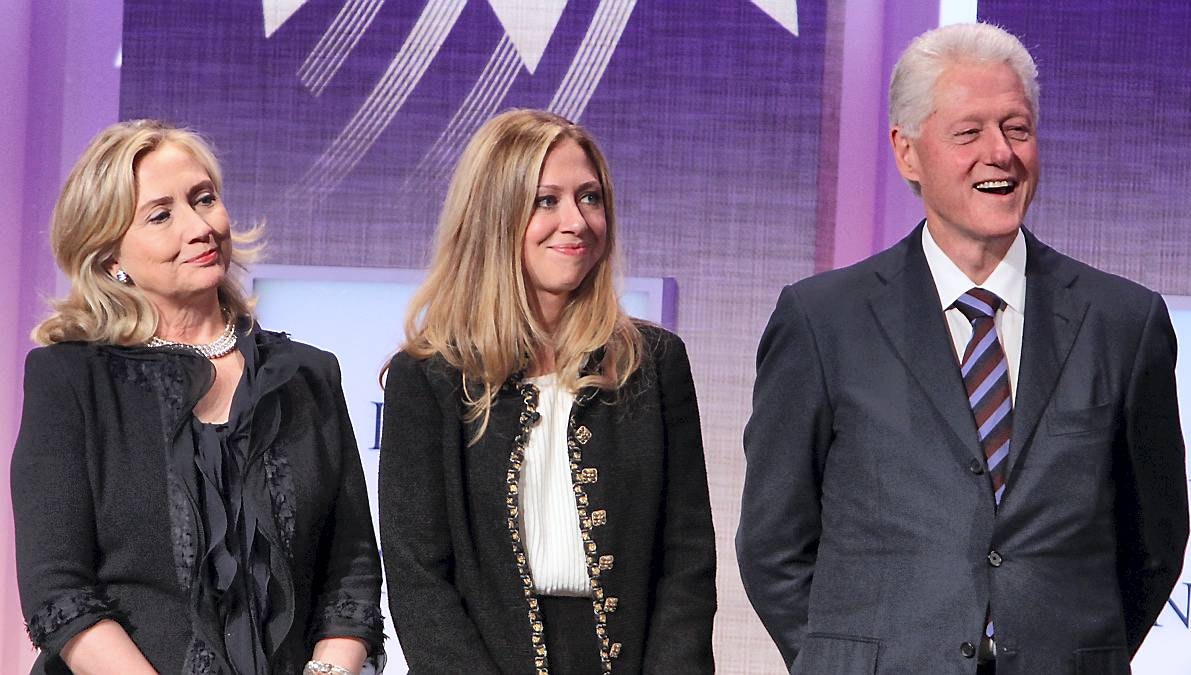 Hillary Clinton, Chelsea Clinton og Bill Clinton.