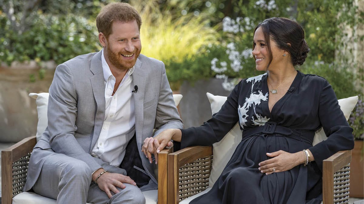 Prins Harry og hertuginde Meghan i Oprah-interviewet.