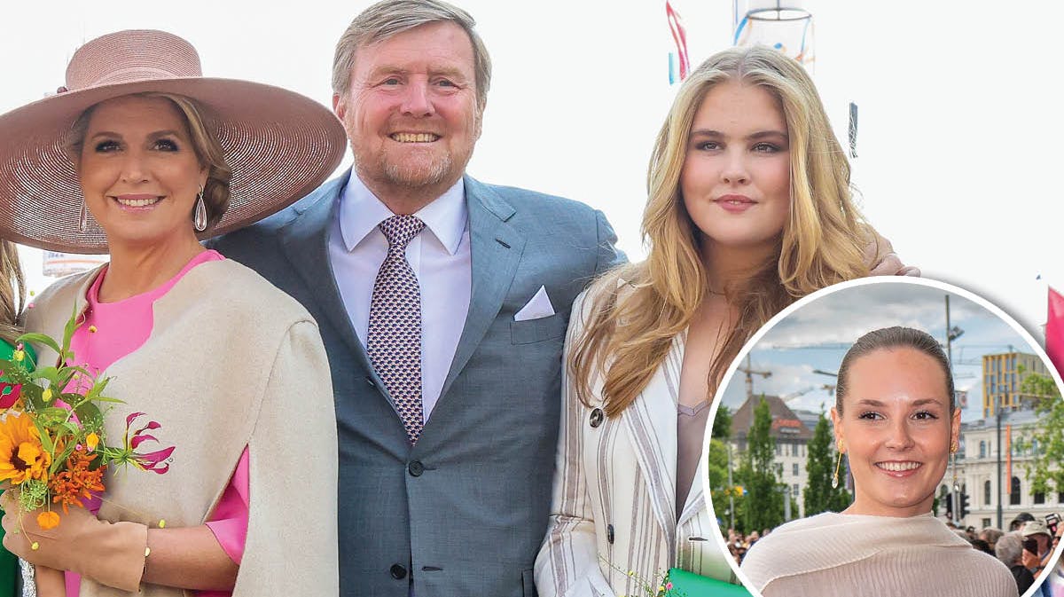 Fotomontage: Dronning Maxima, kong Willem-Alexander og prinsesse Amalia. Indsat: Prinsesse Ingrid Alexandra.&nbsp;