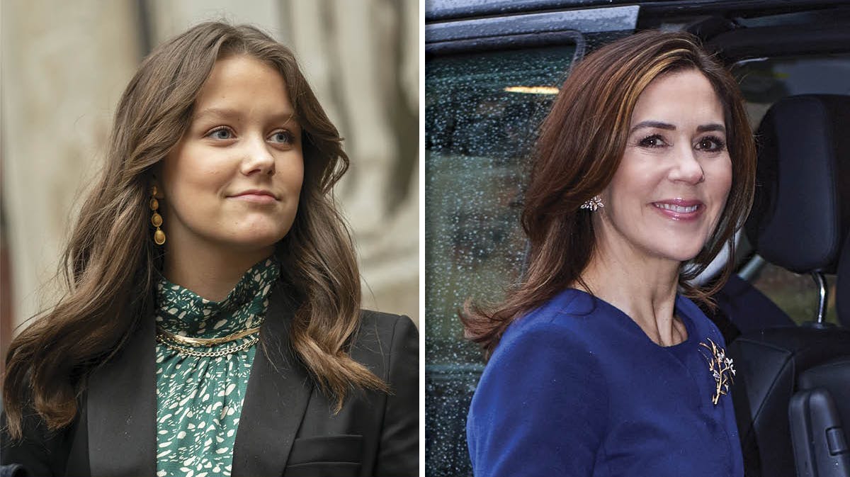 Prinsesse Isabella og hendes mor, kronprinsesse Mary, ved torsdagens udstillingsåbning på Frederiksborg Slot. 