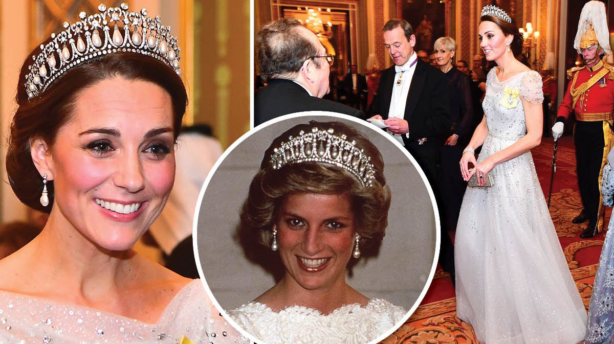 Hertuginde Catherine og prinsesse Diana med Lover's Knot-diademet.