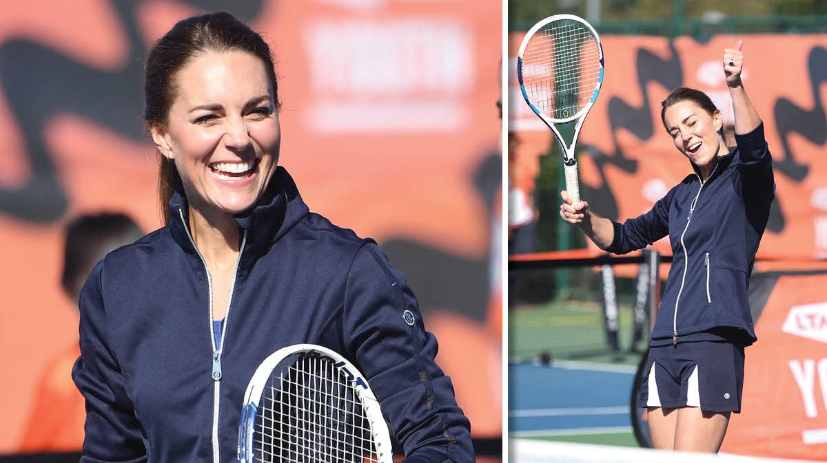 Hertuginde Kate på tennisbanen. 
