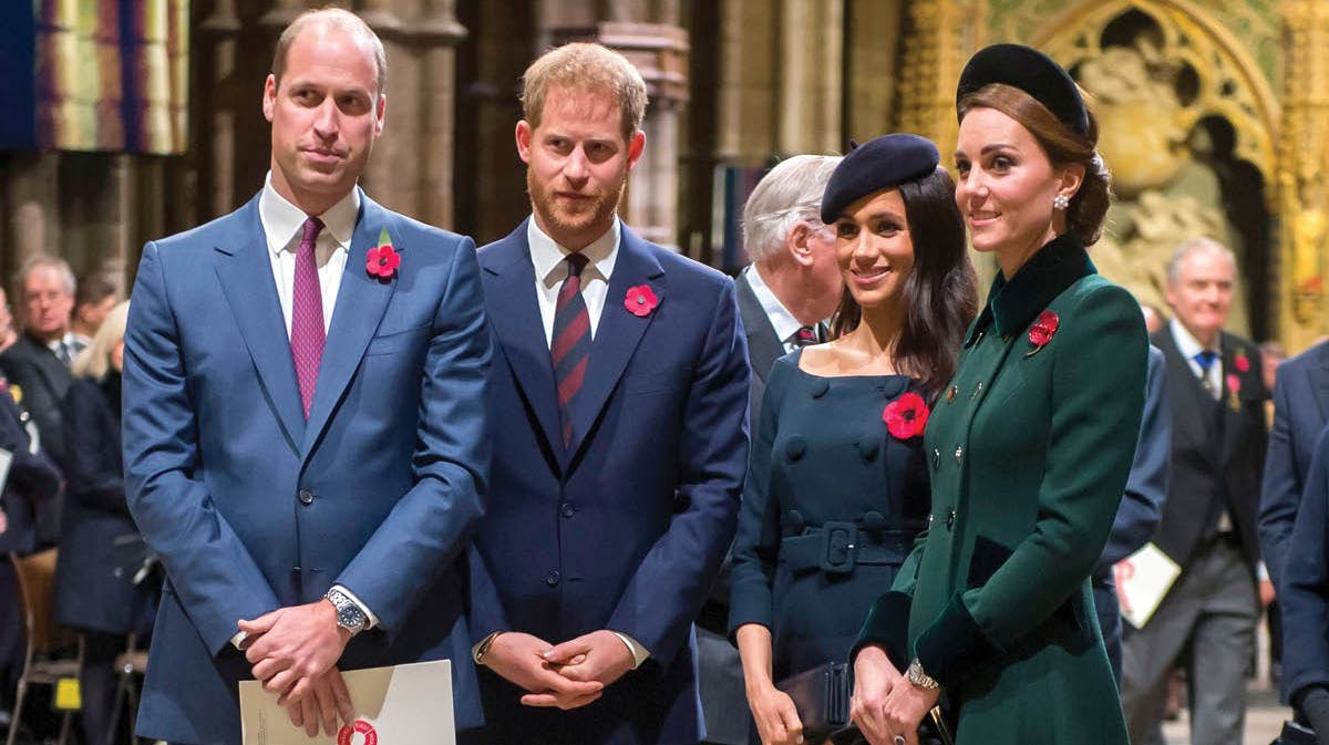 Prins William, prins Harry, hertuginde Meghan og hertuginde Catherine.