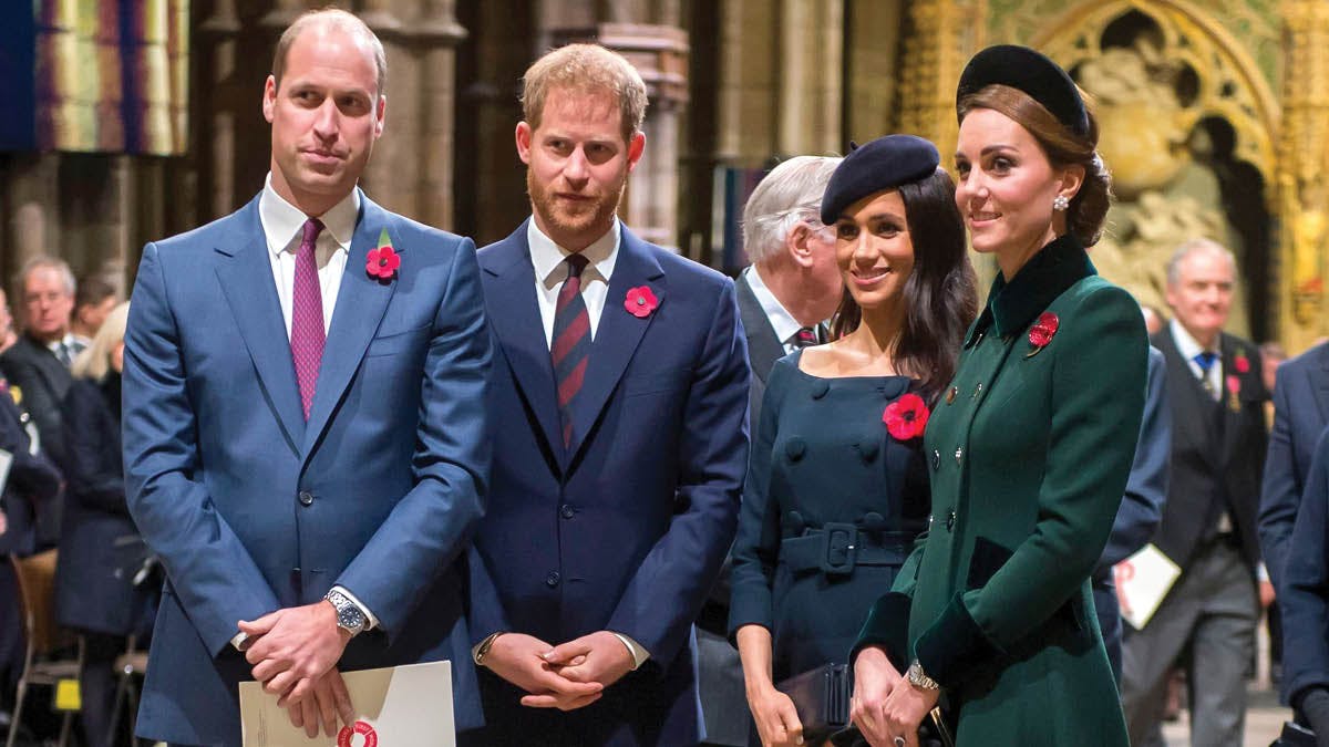 Prins William, prins Harry, hertuginde Meghan og hertuginde Catherine.