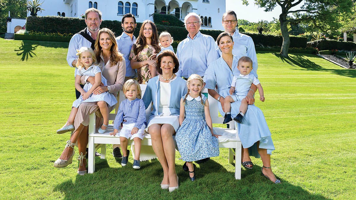 Den svenske kongefamilie på Solliden Slott i sommeren 2018.