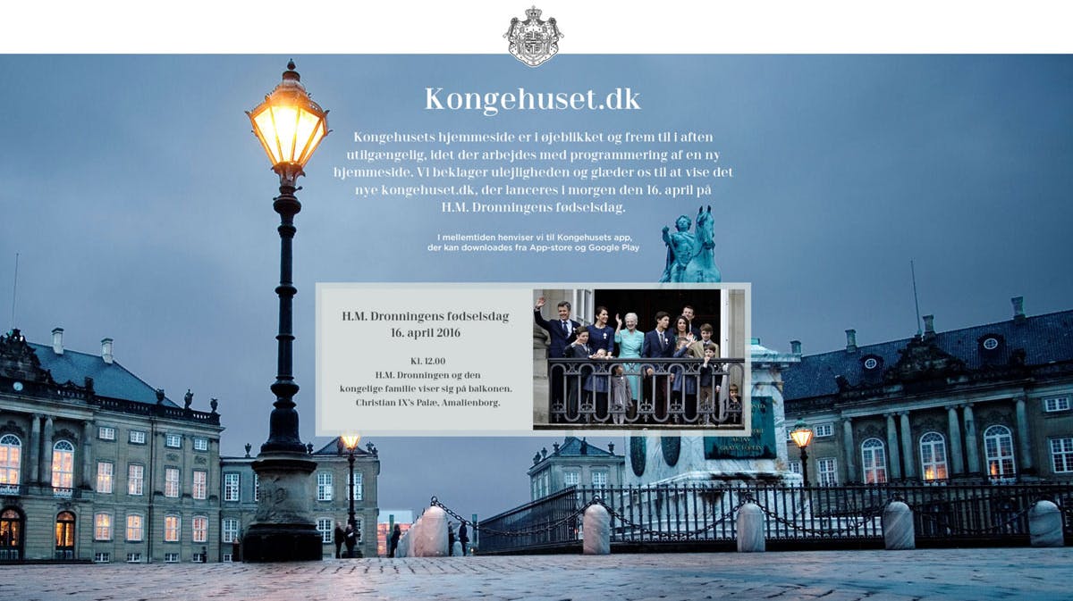 Screendump fra kongehuset.dk.