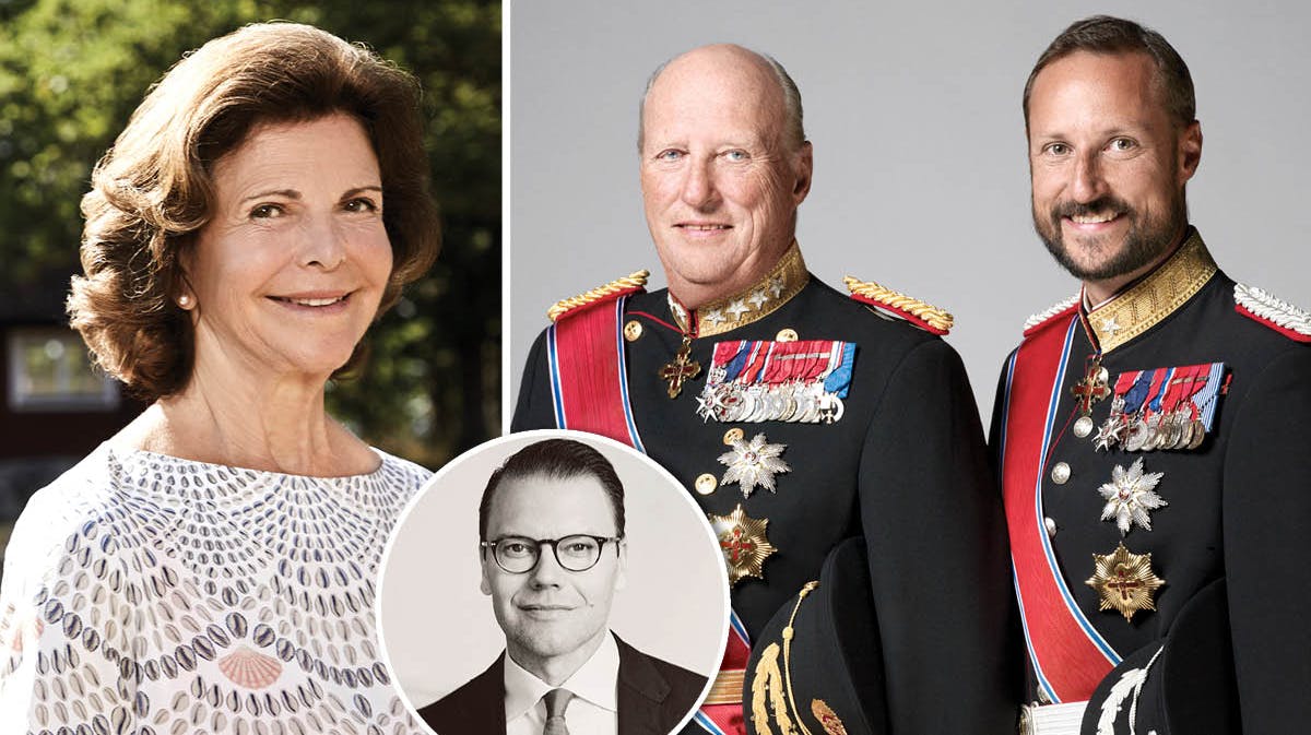 Dronning Silvia, prins Daniel, kong Harald, kronprins Haakon.