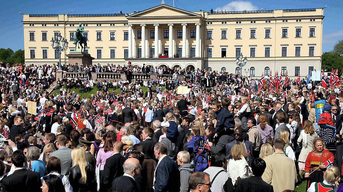 Det norske kongeslot i Oslo ved fejringen af nationaldagen 17. maj 2009.