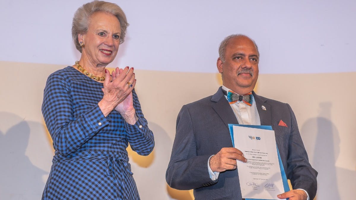 Prinsesse Benedikte og den internationale præsident for Rotary Shekhar Mehta.