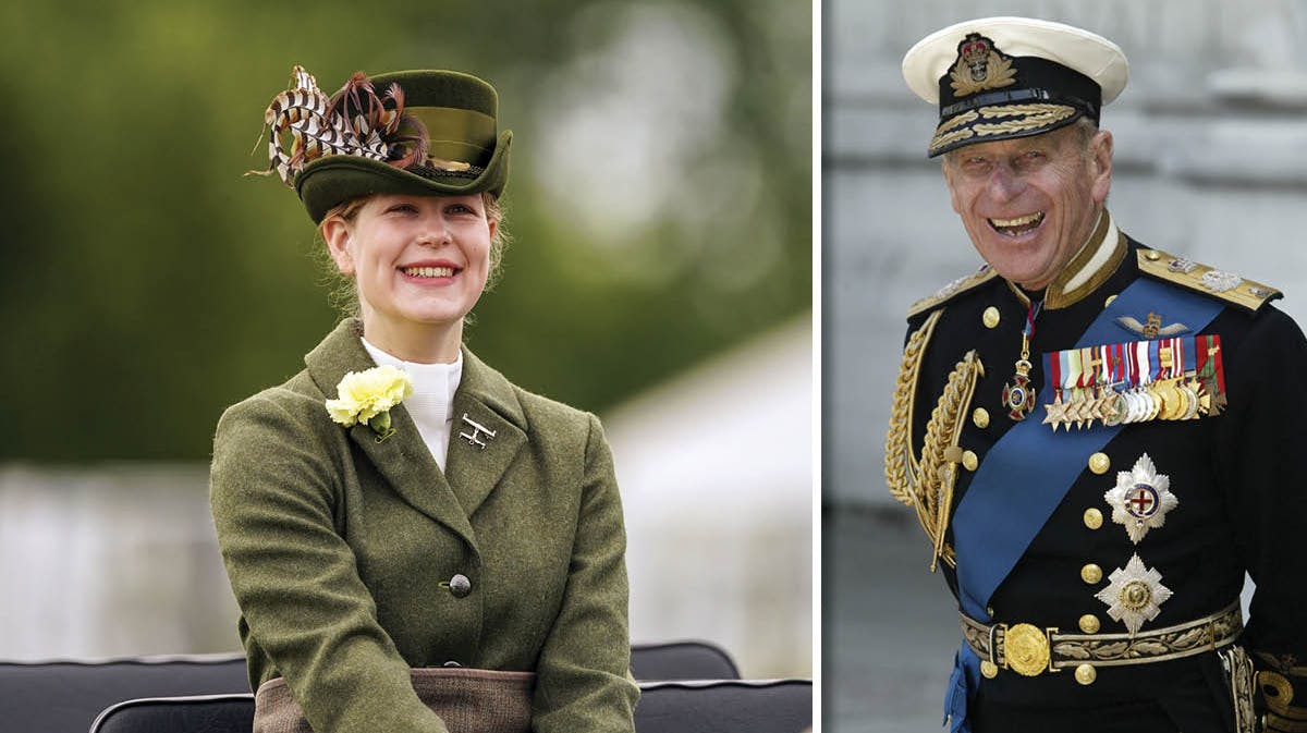 Lady Louise og prins Philip. 