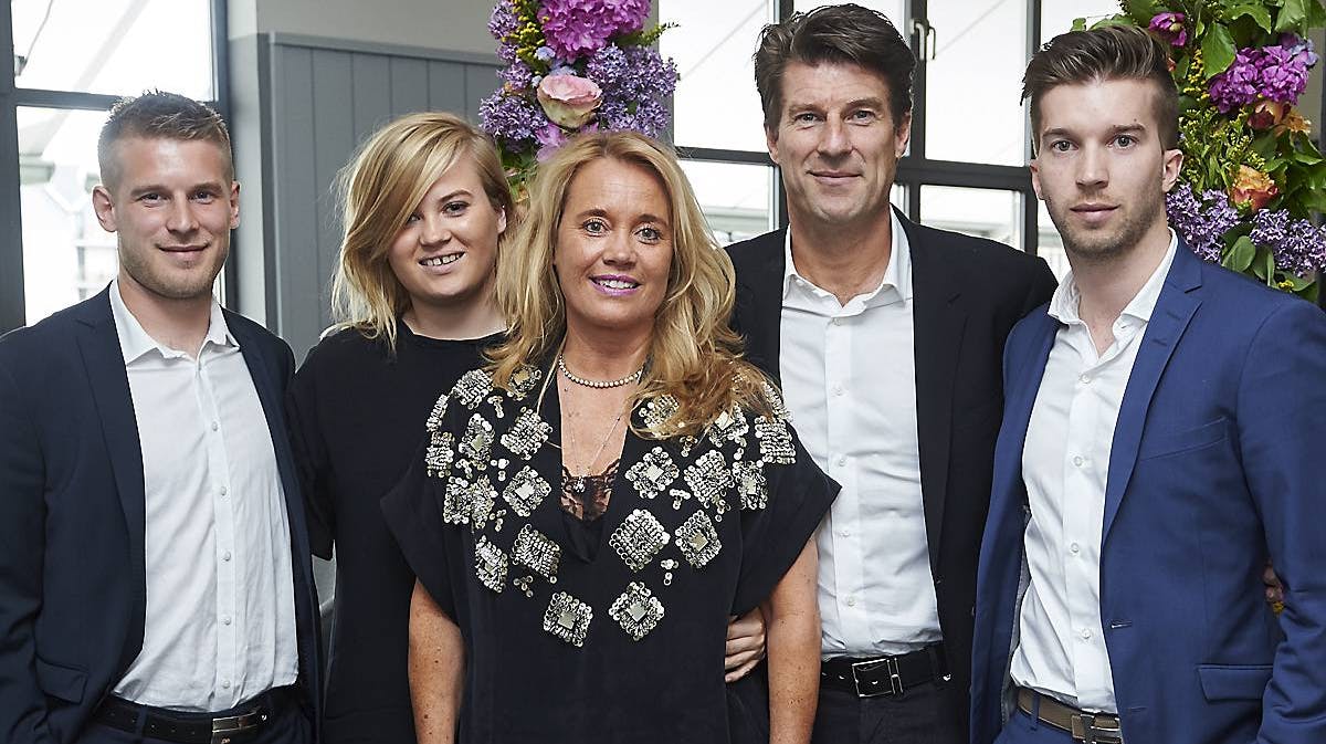 Michael Laudrup, hustruen Siw og børnene Mads, Rebecca og Andreas.