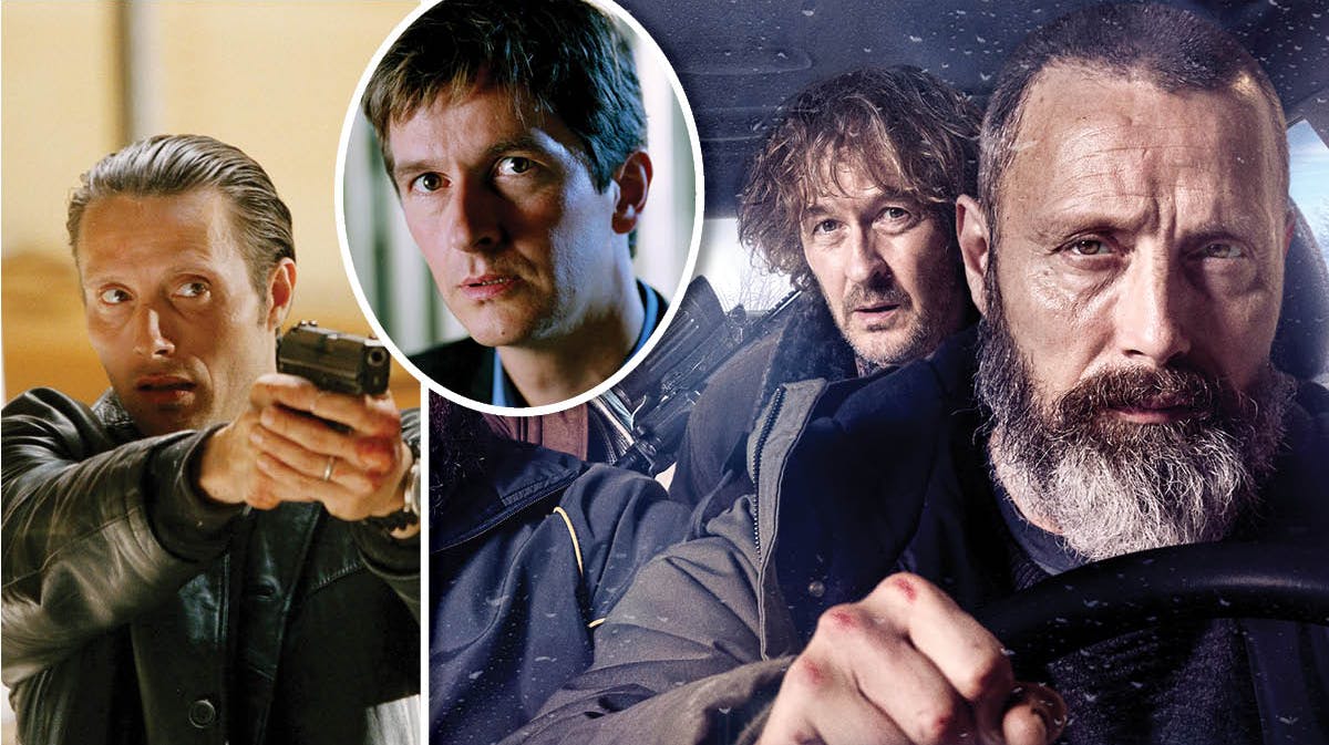 Lars Brygmann og Mads Mikkelsen i "Rejseholdet" og "Retfærdighedens Ryttere". 