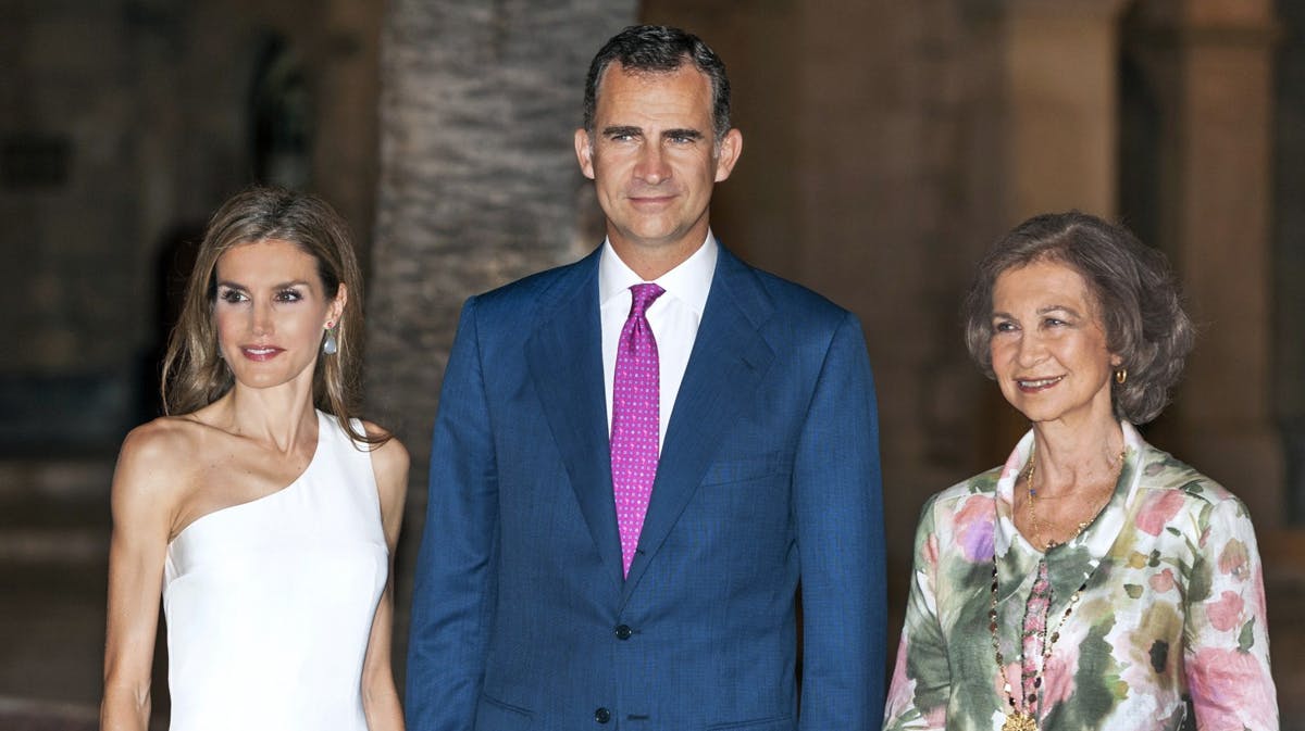 Dronning Letizia, kong Felipe og dronning Sofia.