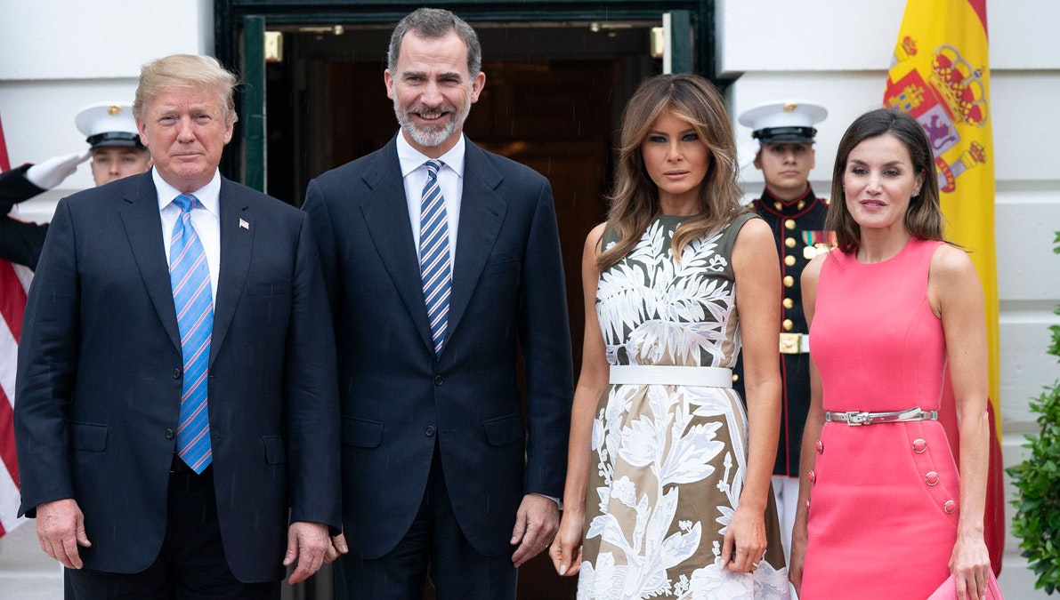 Dronning Letizia, kong Felipe, Donald Trump og Melania Trump.