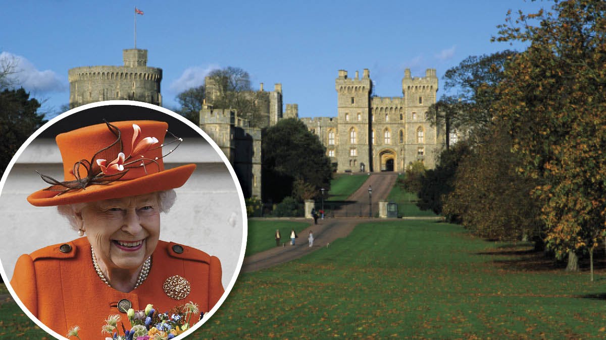Windsor Castle. Indsat: Dronning Elizabeth.
