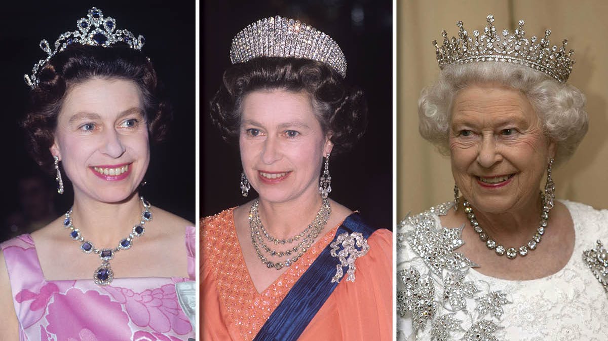 Dronning Elizabeth i 1969, 1976 og i 2010.