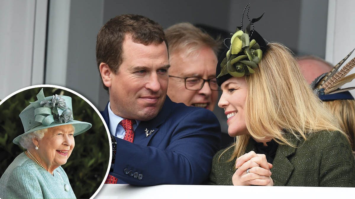 Peter Phillips og Autumn Phillips. Indsat: Dronning Elizabeth.