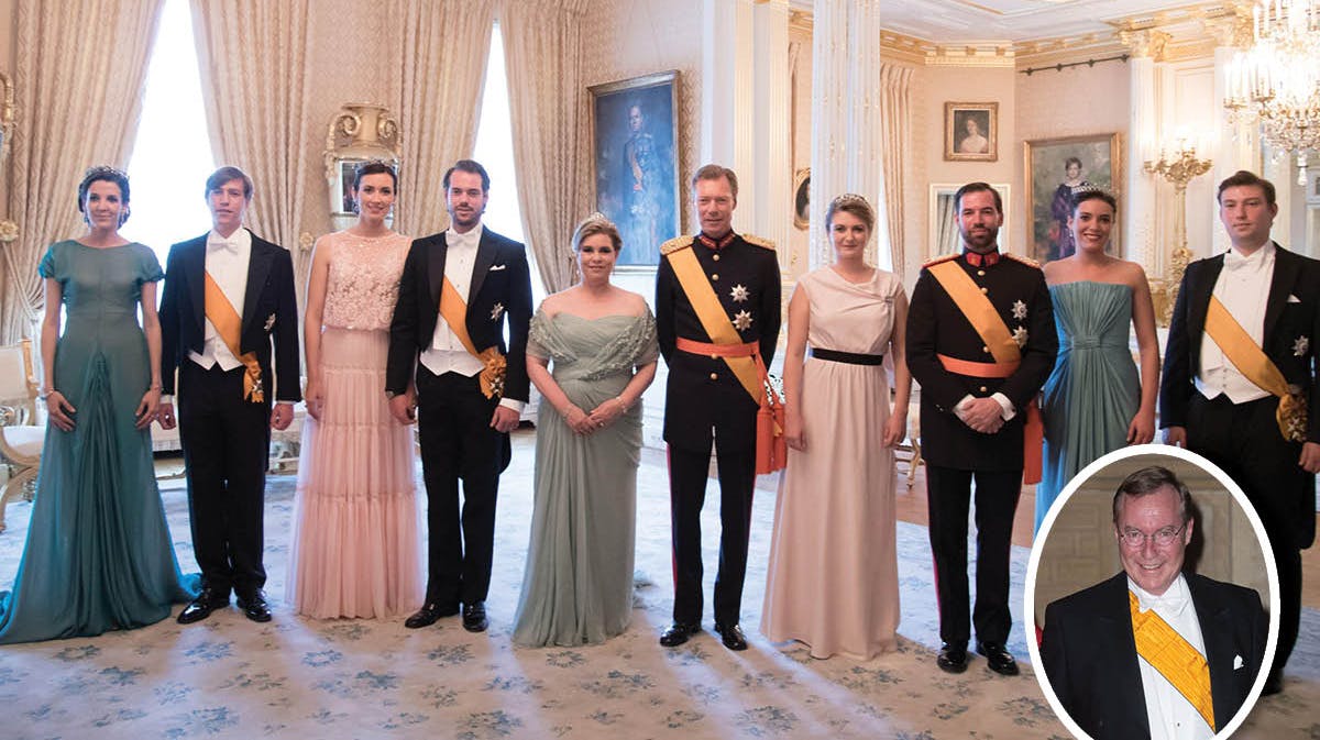 (Daværende) prinsesse Tessy, prins Louis, prinsesse Claire, prins Felix, storhertuginde Maria Teresa, storhertug Henri, arvestorhertuginde Stéphanie, arvestorhertug Guillaume, prinsesse Alexandra og prins Sebastien. Indsat: Prins Jean.