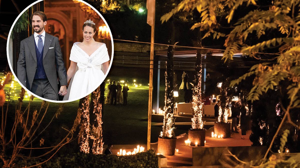 Prins Philippos og prinsesse Nina (indsat) holder lysfest efter deres vielse. 