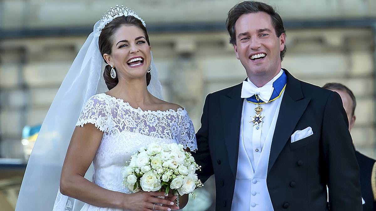 Prinsesse Madeleine og Christopher O'Neill på bryllupsdagen 8. juni 2013.