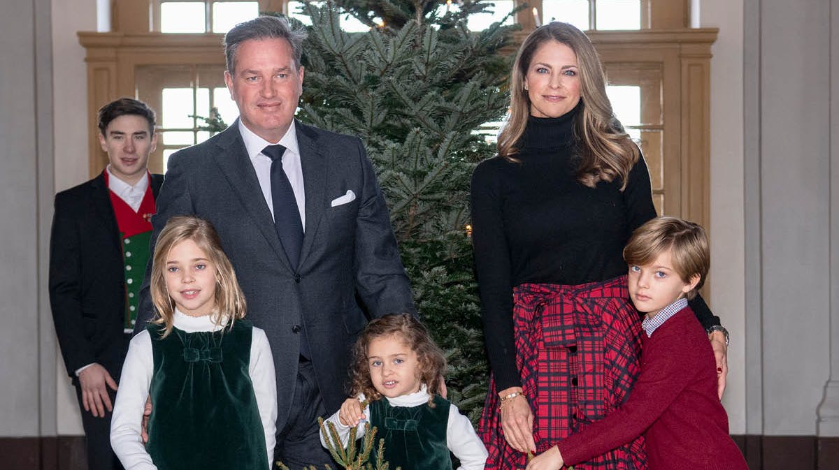Prinsesse Madeleine, Chris og O'Neill og børnene Leonore, Adrienne og Nicolas. 