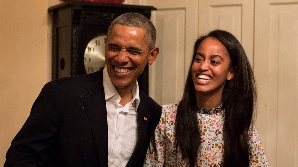 Barack og Malia Obama.