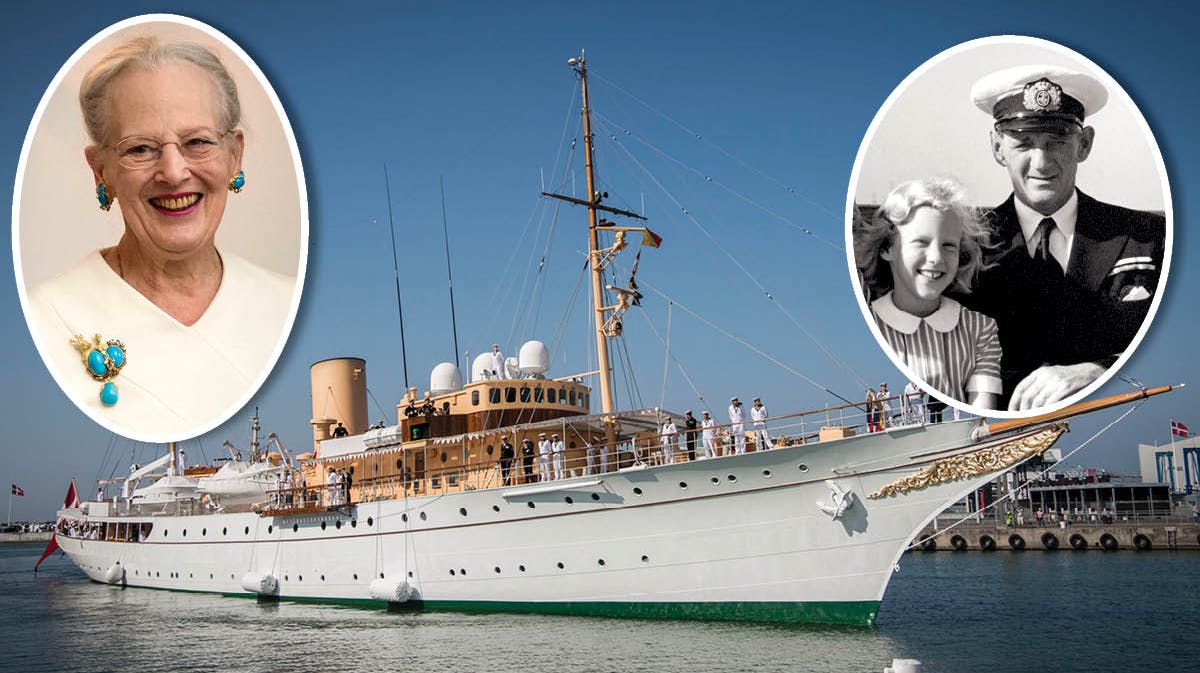 Kongeskibet Dannebrog. Indsat: Dronning Margrethe, kronprins Frederik og prinsesse Margrethe. 