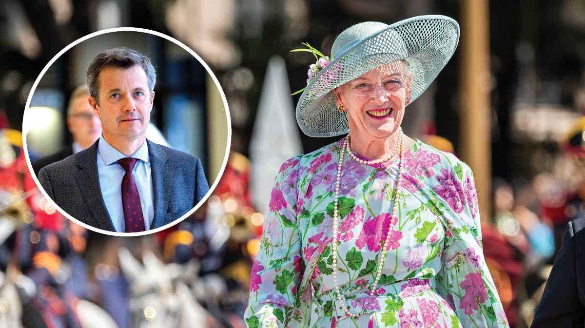 Dronning Margrethe måtte klare mandagens første opgaver alene i Argentina.Fotomontage. Indsat: Kronprins Frederik.