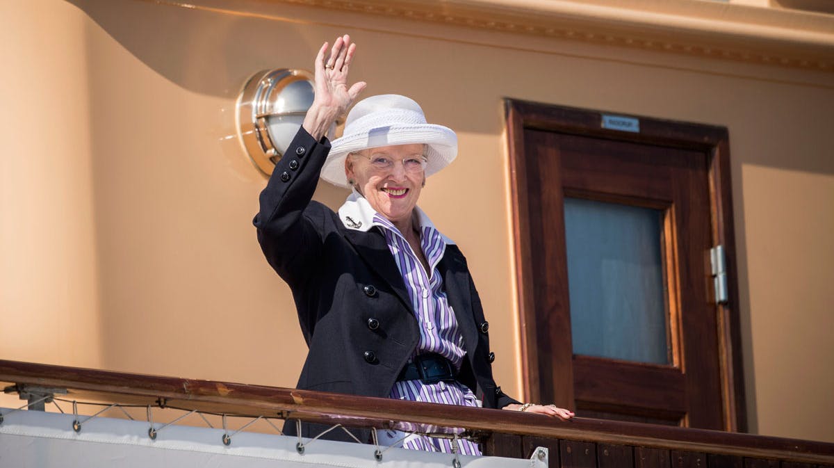 Dronning Margrethe ombord på Dannebrog.