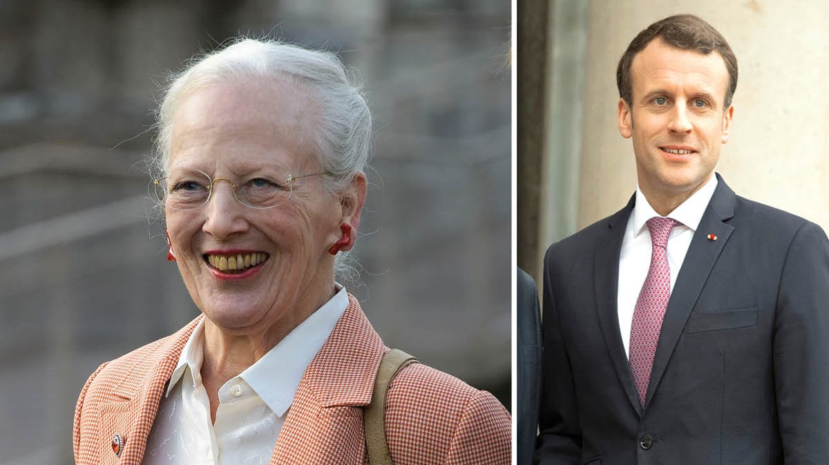 Dronning Margrethe og Emmanuel Macron