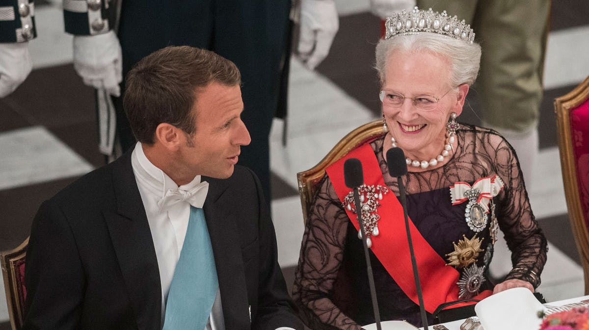 Præsident Macron og dronning Margrethe.