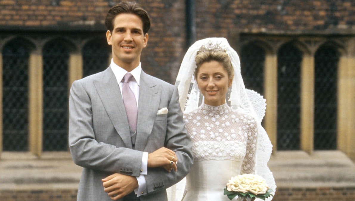 Kronprins Pavlos og kronprinsesse Marie-Chantal på deres bryllupsdag 1. juli 1995.