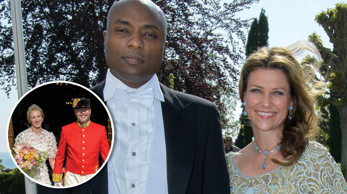 Fotomontage. Prinsesse Märtha Louise og Shaman Durek. Indsat: Prinsesse Alexandra og greve Michael Ahlefeldt-Laurvig-Bille.