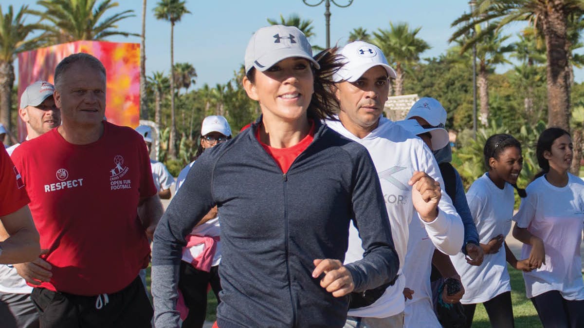 Kronprinsesse Mary på løbetur i Rabat i Marokko den 4. oktober 2019.