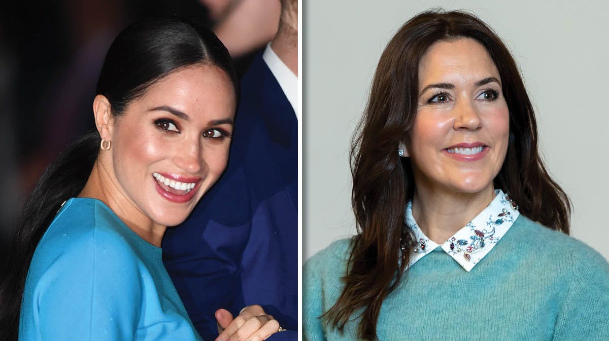 Foto-montage med hertuginde Meghan og kronprinsesse Mary.