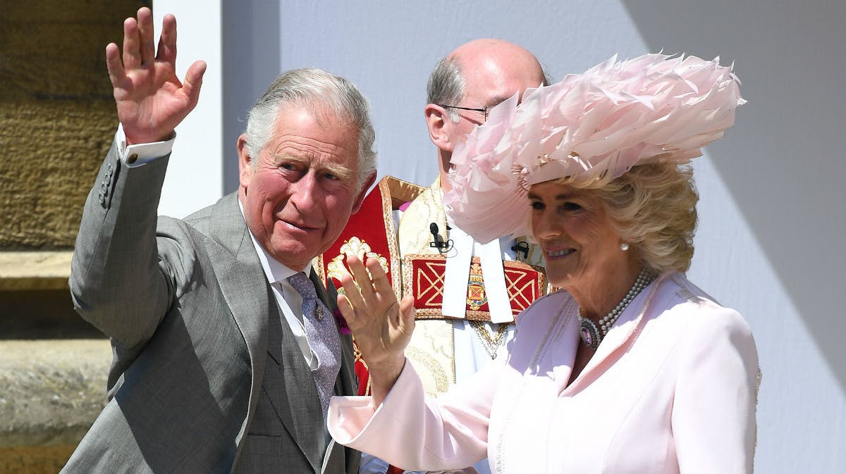 Prins Charles og hertuginde Camilla ved prins Harry og hertuginde Meghans bryllup i maj 2018.