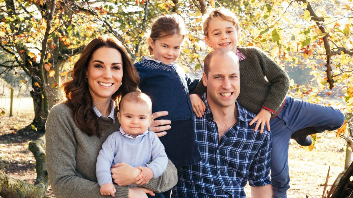 Prins William og hertuginde Catherine med deres børn prins George, prinsesse Charlotte og prins Louis