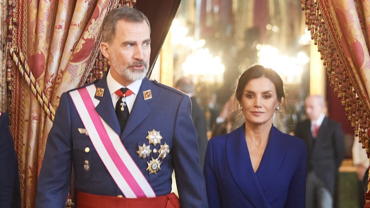 Kong Felipe og dronning Letizia ved en tidligere nytårsfejring.&nbsp;