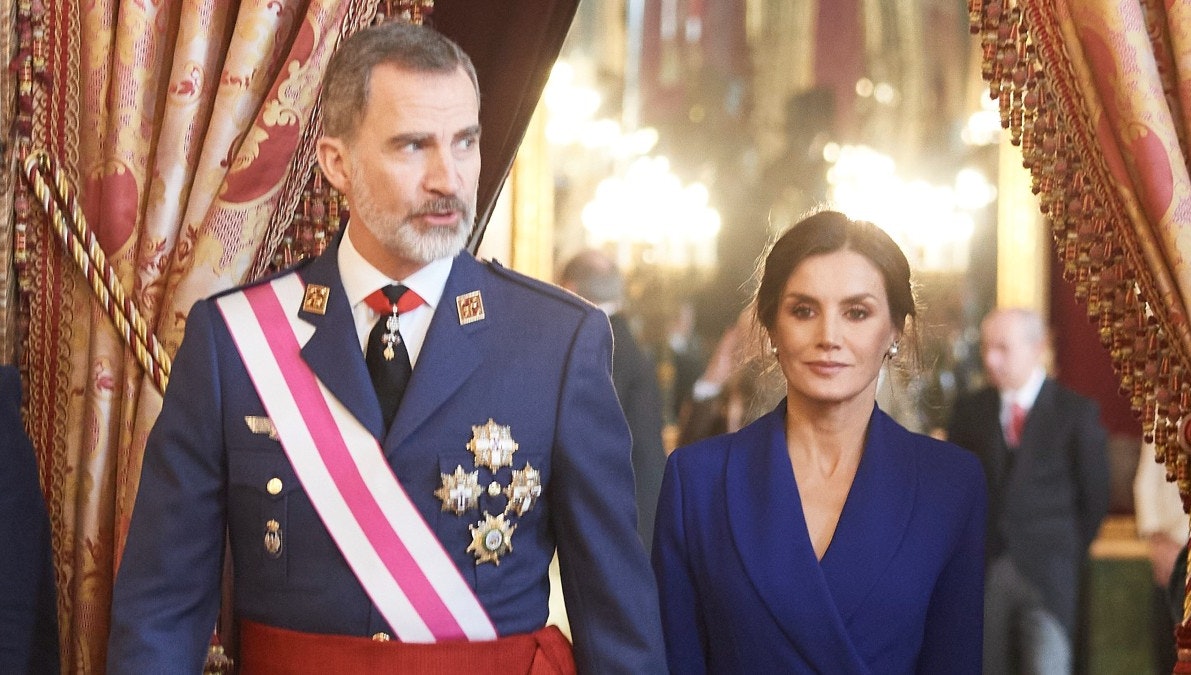 Kong Felipe og dronning Letizia ved en tidligere nytårsfejring.&nbsp;