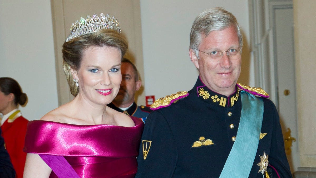 Dronning Mathilde og kong Philippe ved dronning Margrethes 75-års fødselsdag.&nbsp;