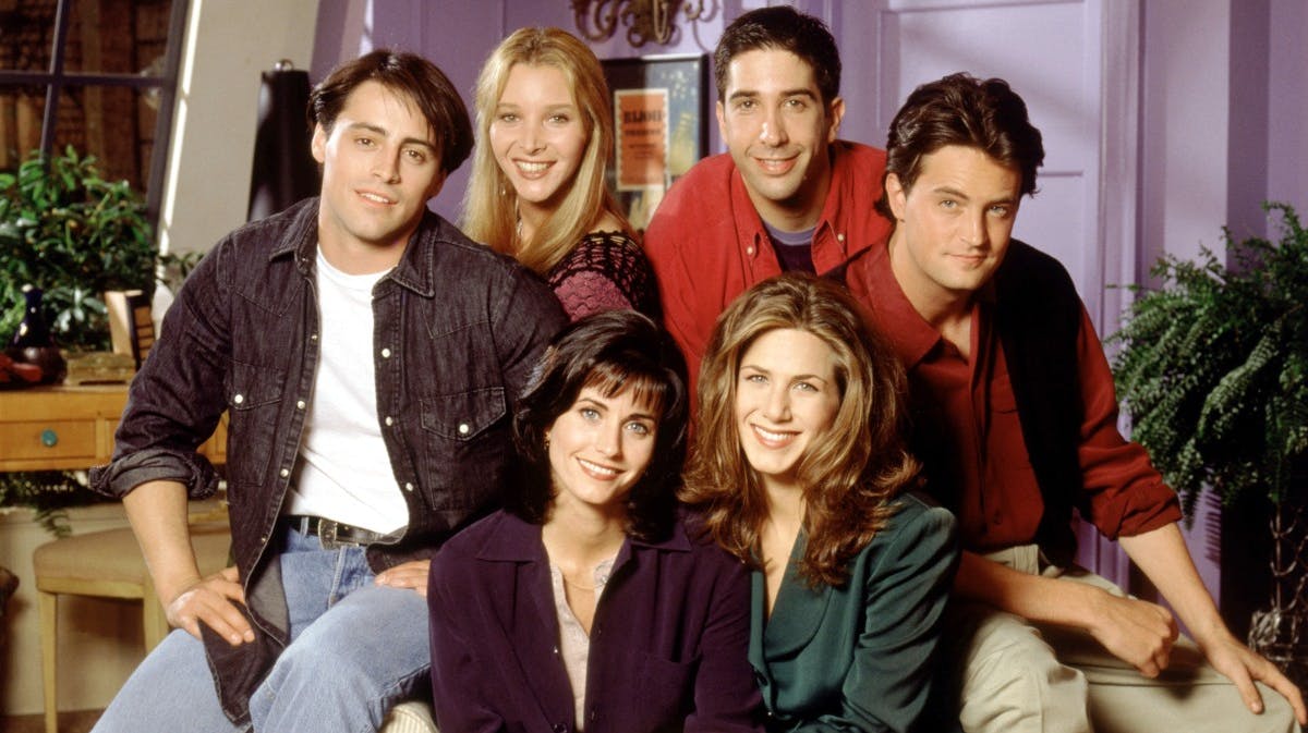 Matt Le Blanc, Lisa Kudrow, David Schwimmer, Matthew Perry, Courtney Cox og Jennifer Aniston i "Venner".